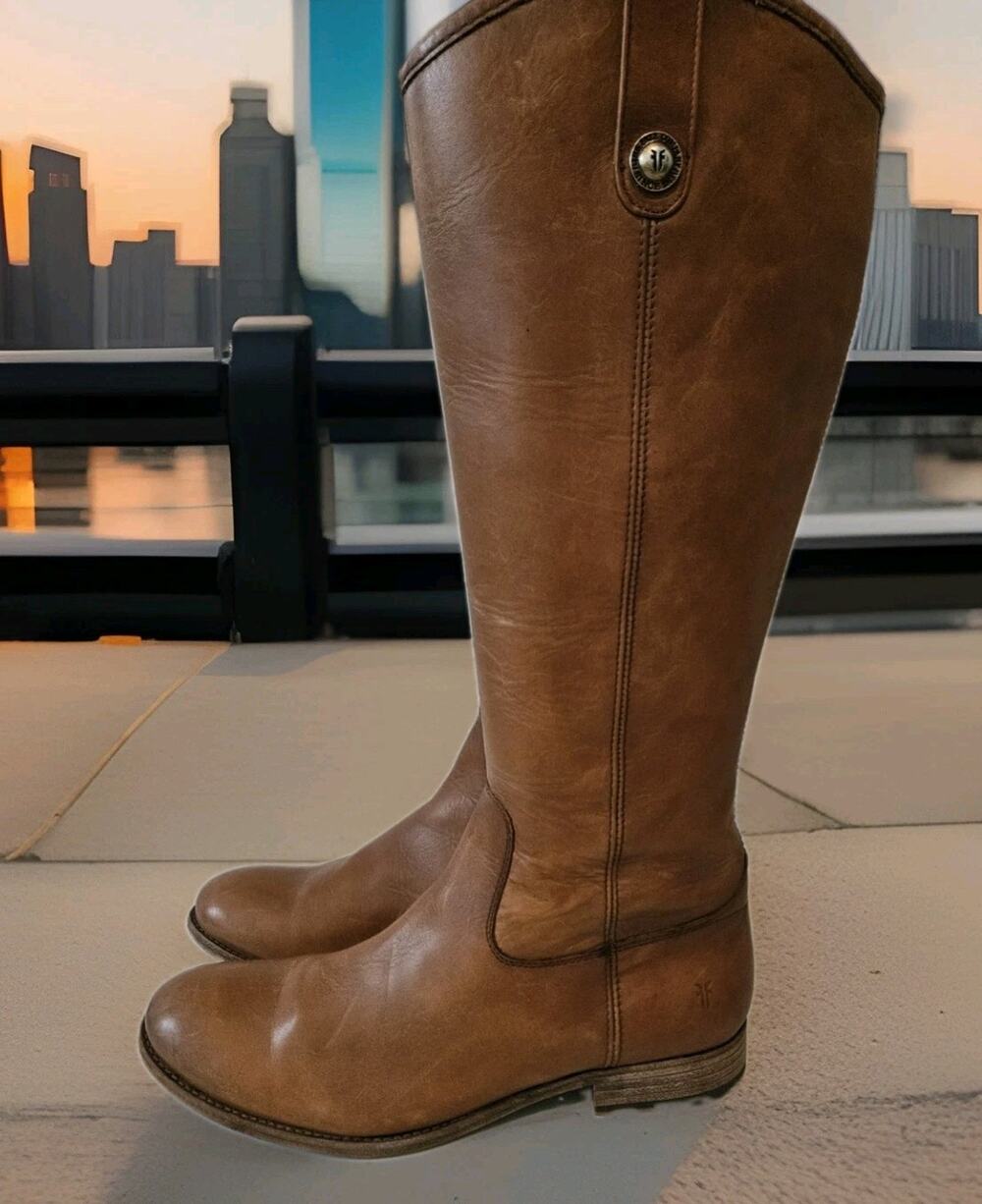Frye Tall Leather Women's Button Boot - Brown Size 9.5B